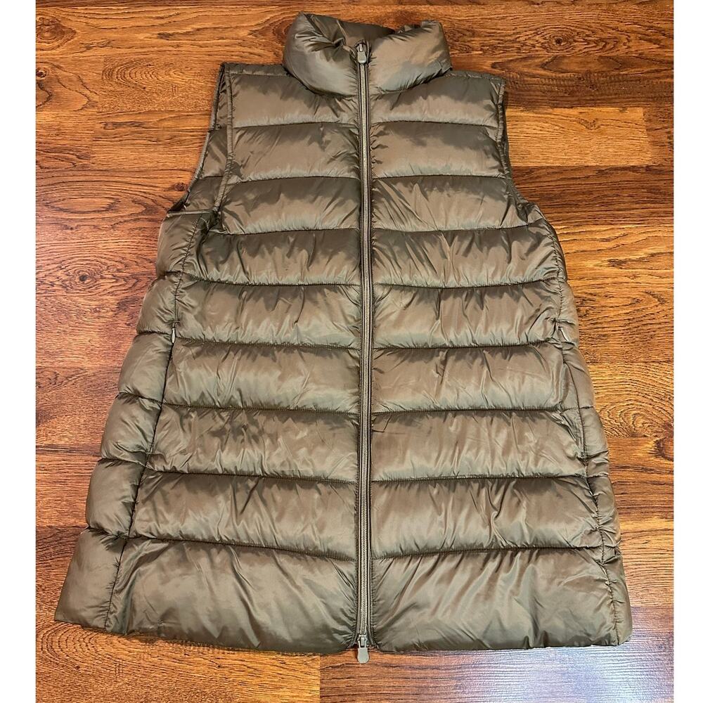 Save The Duck Quilted A-Line Puffer Vest Women’s Large Green Lightweight Vegan